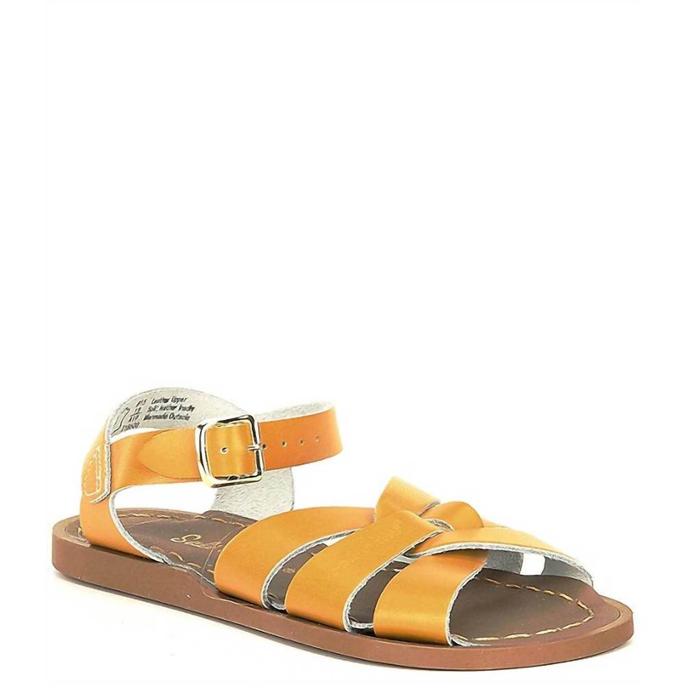 NEW SALT WATER SANDALS women's adult to infant original flat sandals in mustard